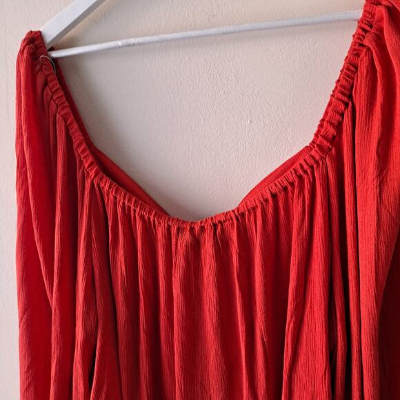 Eloquii Terracota Color Square Neck Top w 3/4 Puff Sleeve & Tie - Size 24 (NWT) - Picture 6 of 11